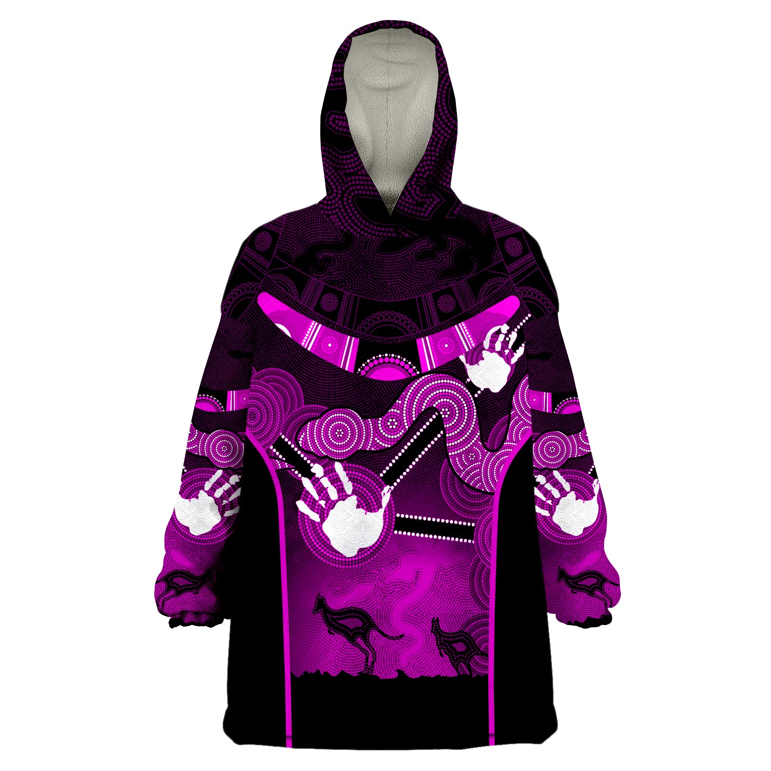 Aboriginal Australian Boomerang and Snake Indigenous Art Ver.06 Wearable Blanket Hoodie - Vibe Hoodie Shop