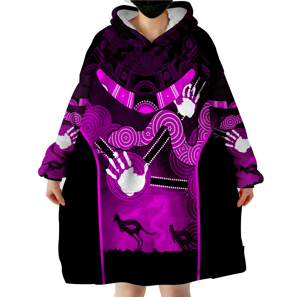 Aboriginal Australian Boomerang and Snake Indigenous Art Ver.06 Wearable Blanket Hoodie - Vibe Hoodie Shop