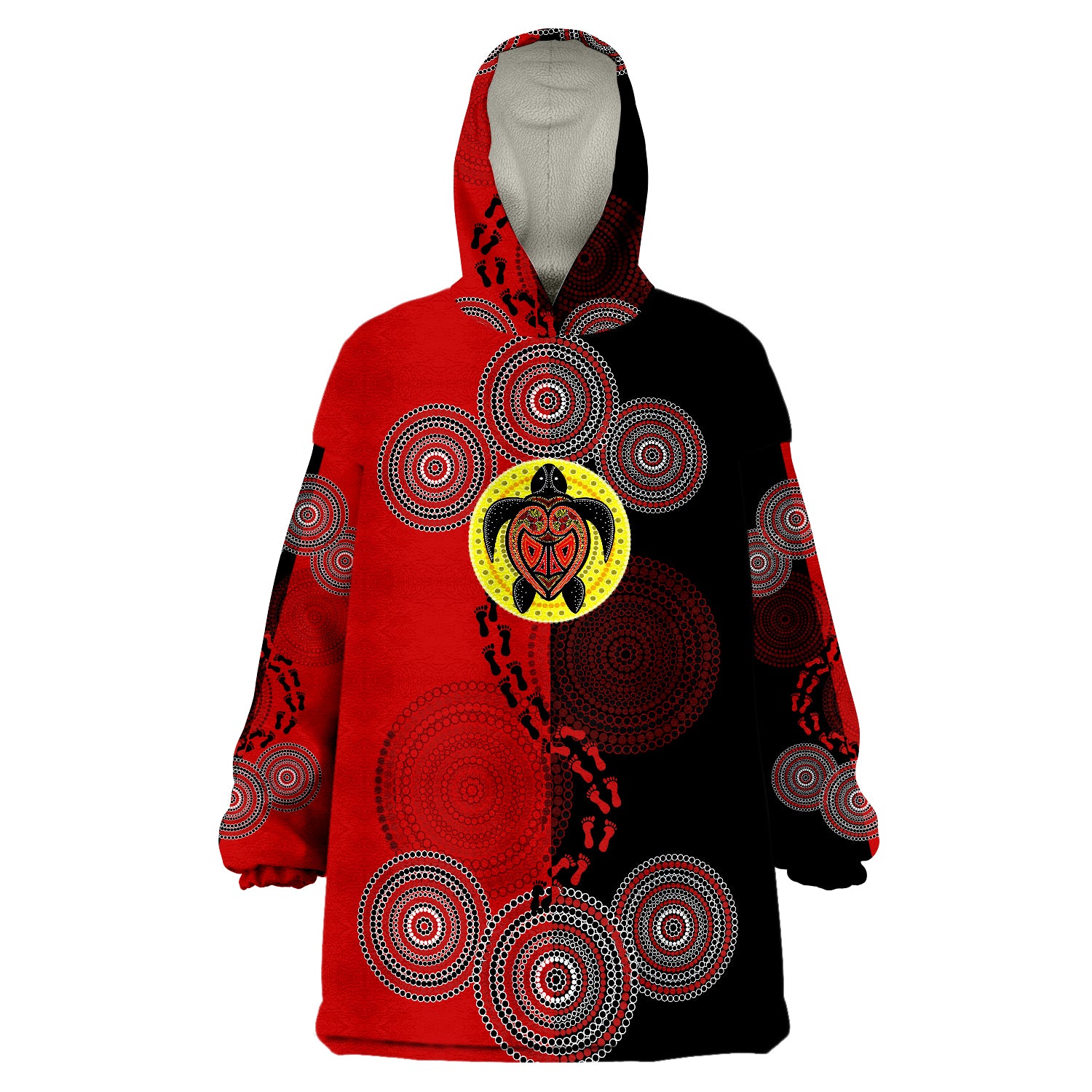 Aboriginal Dot Painting Turtle Aboriginal Flag Style Wearable Blanket Hoodie - Vibe Hoodie Shop