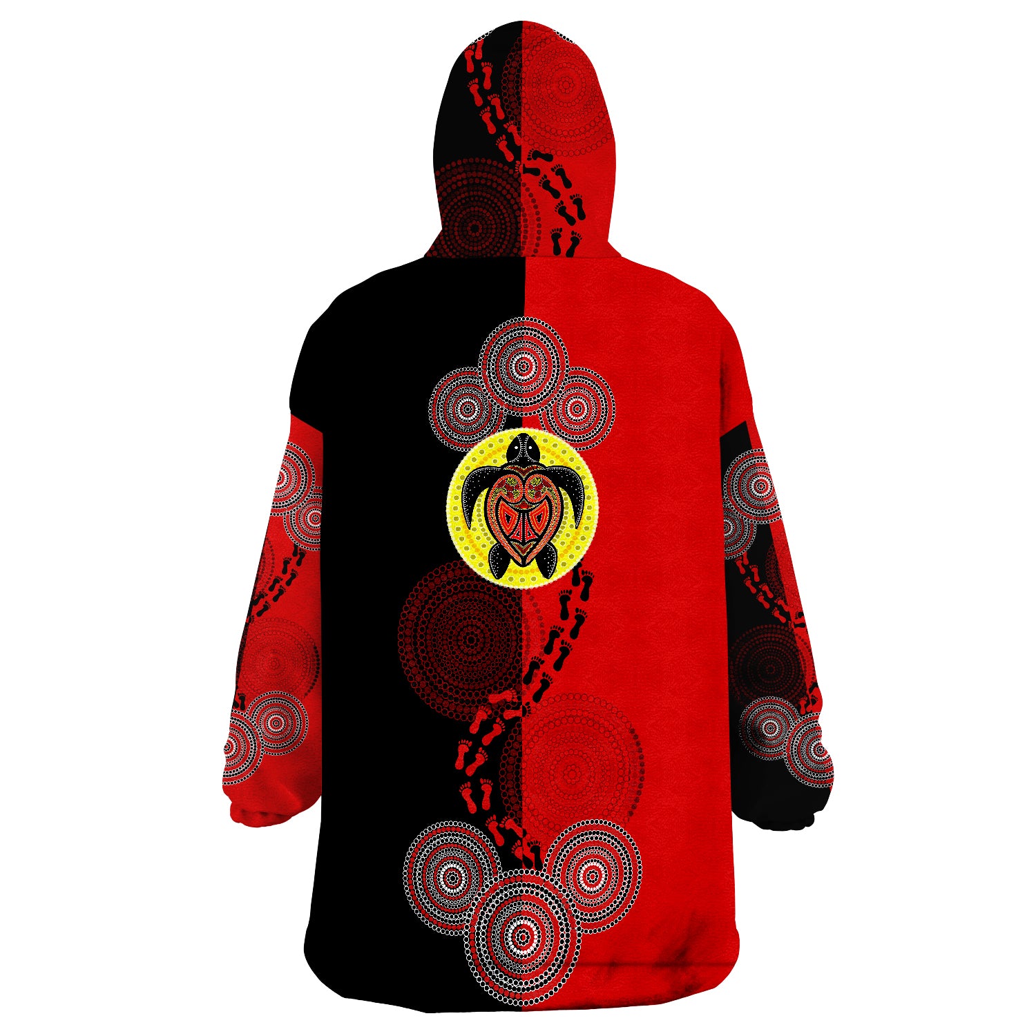 Aboriginal Dot Painting Turtle Aboriginal Flag Style Wearable Blanket Hoodie - Vibe Hoodie Shop