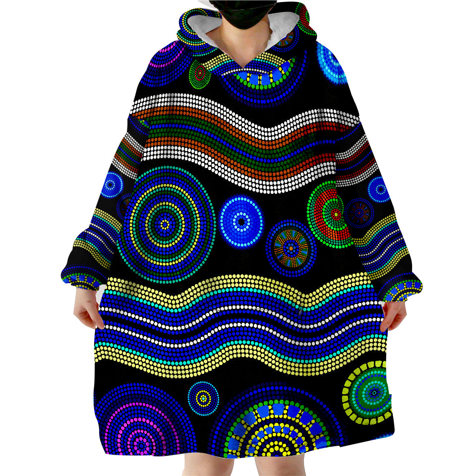 Aboriginal Dot Unique Style Ver.01 Wearable Blanket Hoodie - Vibe Hoodie Shop