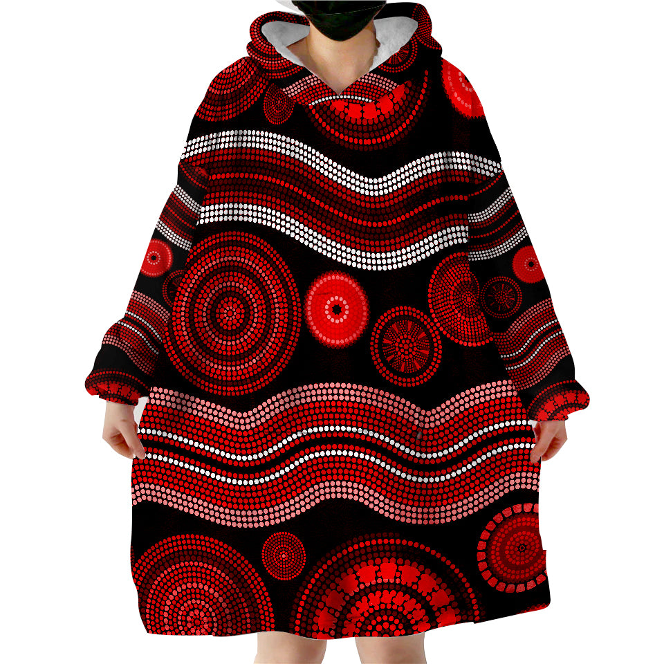 Aboriginal Dot Unique Style Ver.02 Wearable Blanket Hoodie - Vibe Hoodie Shop