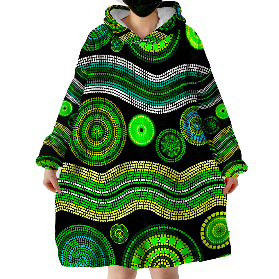 Aboriginal Dot Unique Style Ver.03 Wearable Blanket Hoodie - Vibe Hoodie Shop