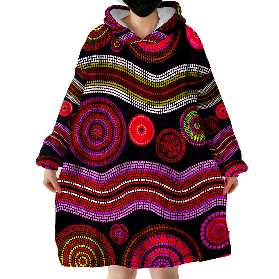 Aboriginal Dot Unique Style Ver.04 Wearable Blanket Hoodie - Vibe Hoodie Shop