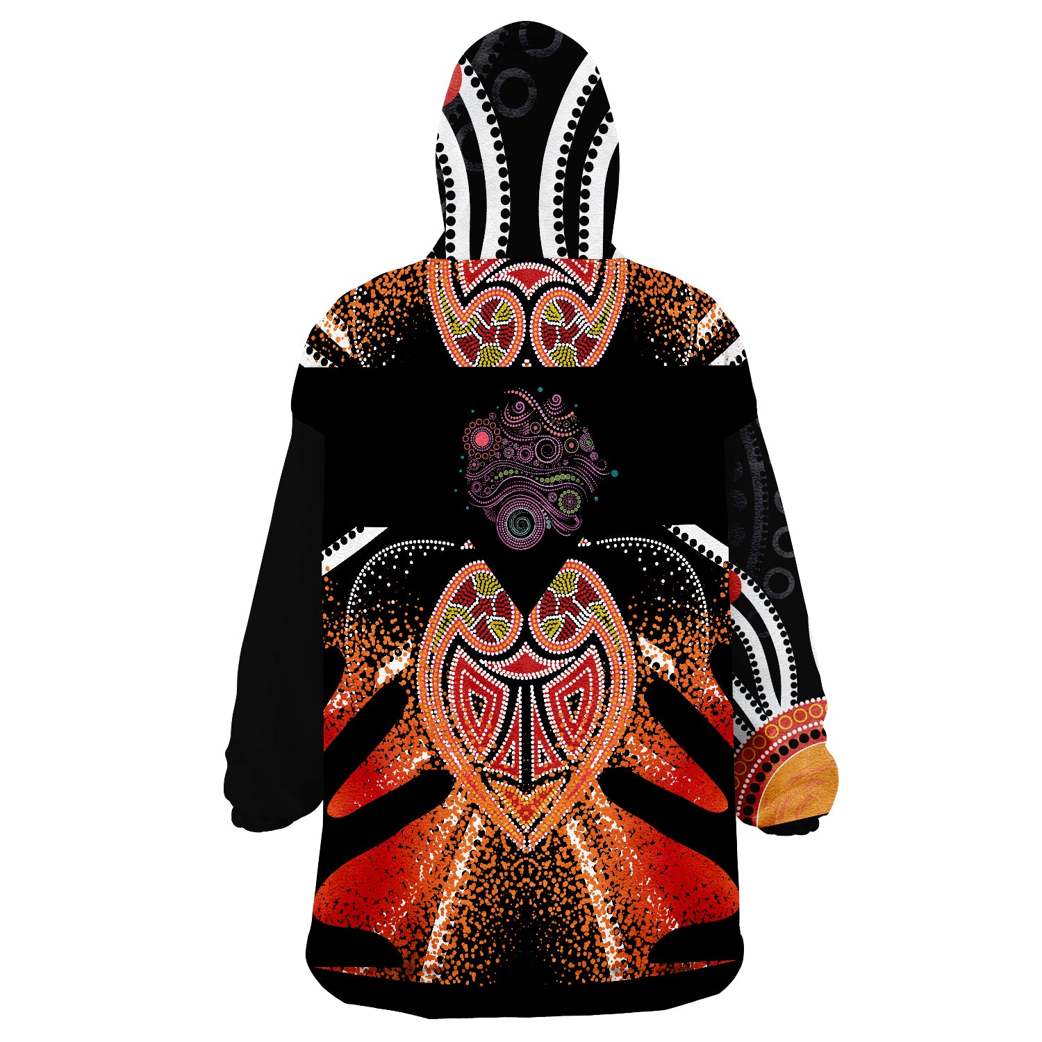 Aboriginal In My Heart Hand With Turtle Wearable Blanket Hoodie - Vibe Hoodie Shop