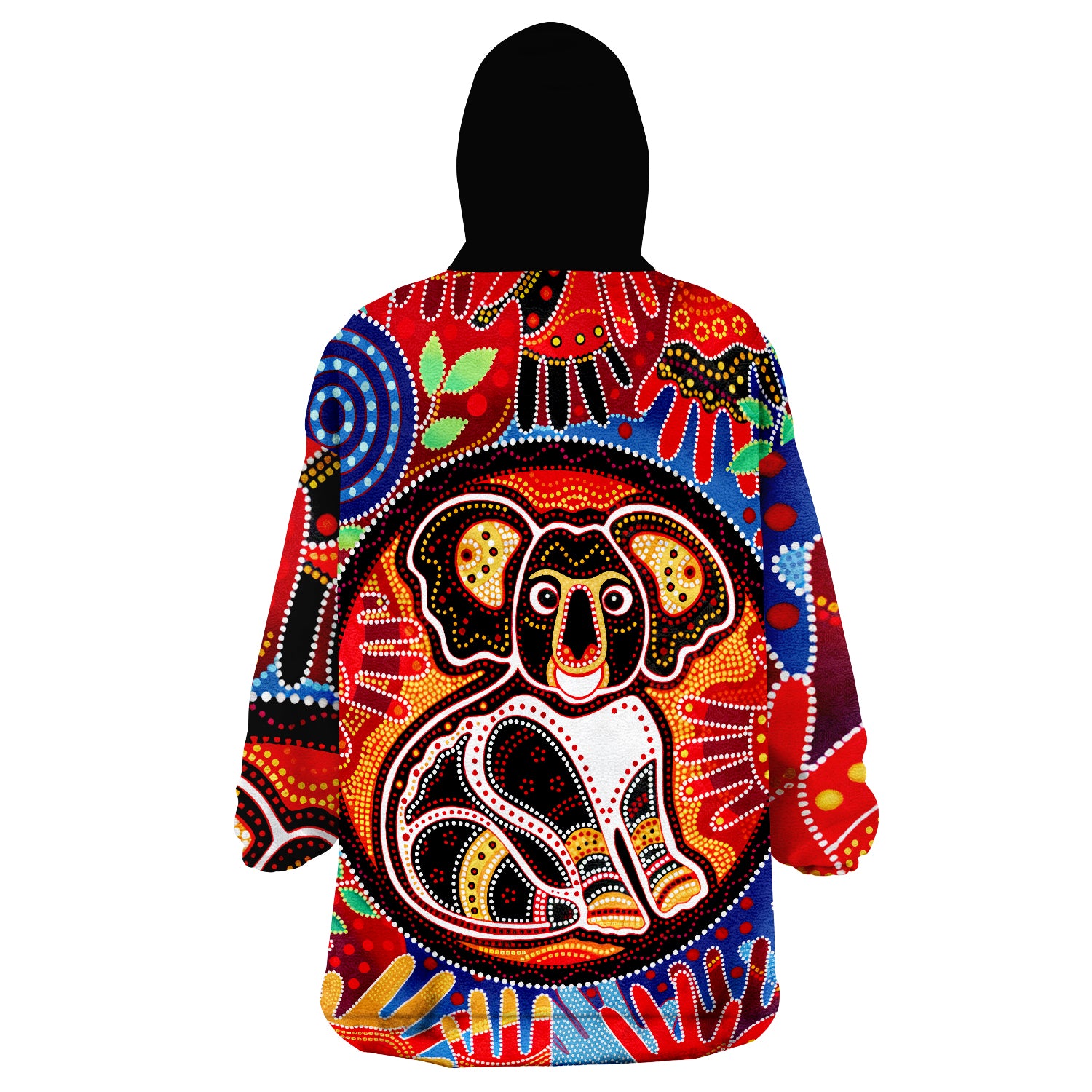 Aboriginal Koala and Hand Art Dot Painting Wearable Blanket Hoodie - Vibe Hoodie Shop