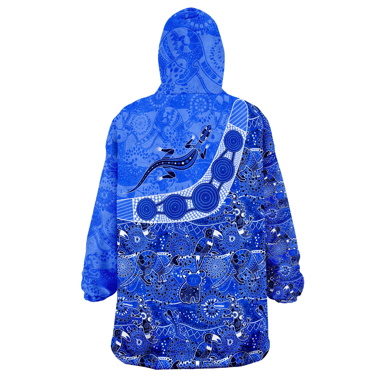 Aboriginal Lizard Patterns Boomerang Circle Dot Painting Ver.03 Wearable Blanket Hoodie - Vibe Hoodie Shop