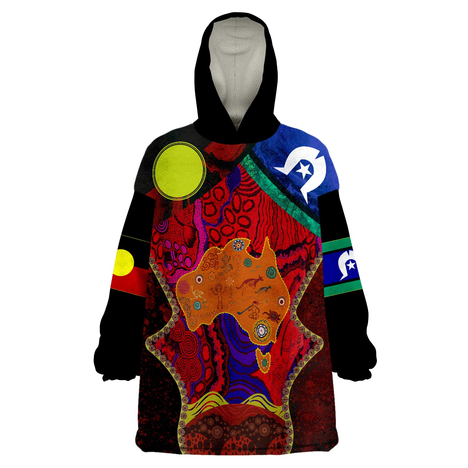 Aboriginal NAIDOC Week Aboriginal Red Pattern Wearable Blanket Hoodie - Vibe Hoodie Shop