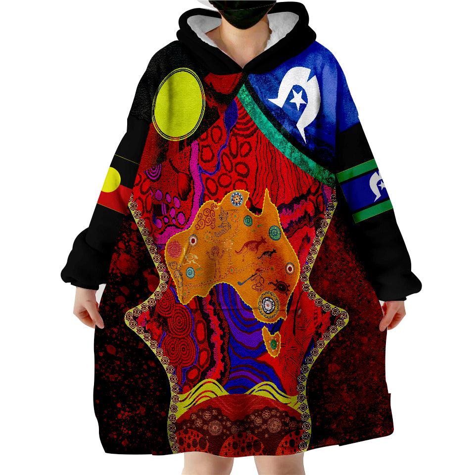 Aboriginal NAIDOC Week Aboriginal Red Pattern Wearable Blanket Hoodie - Vibe Hoodie Shop