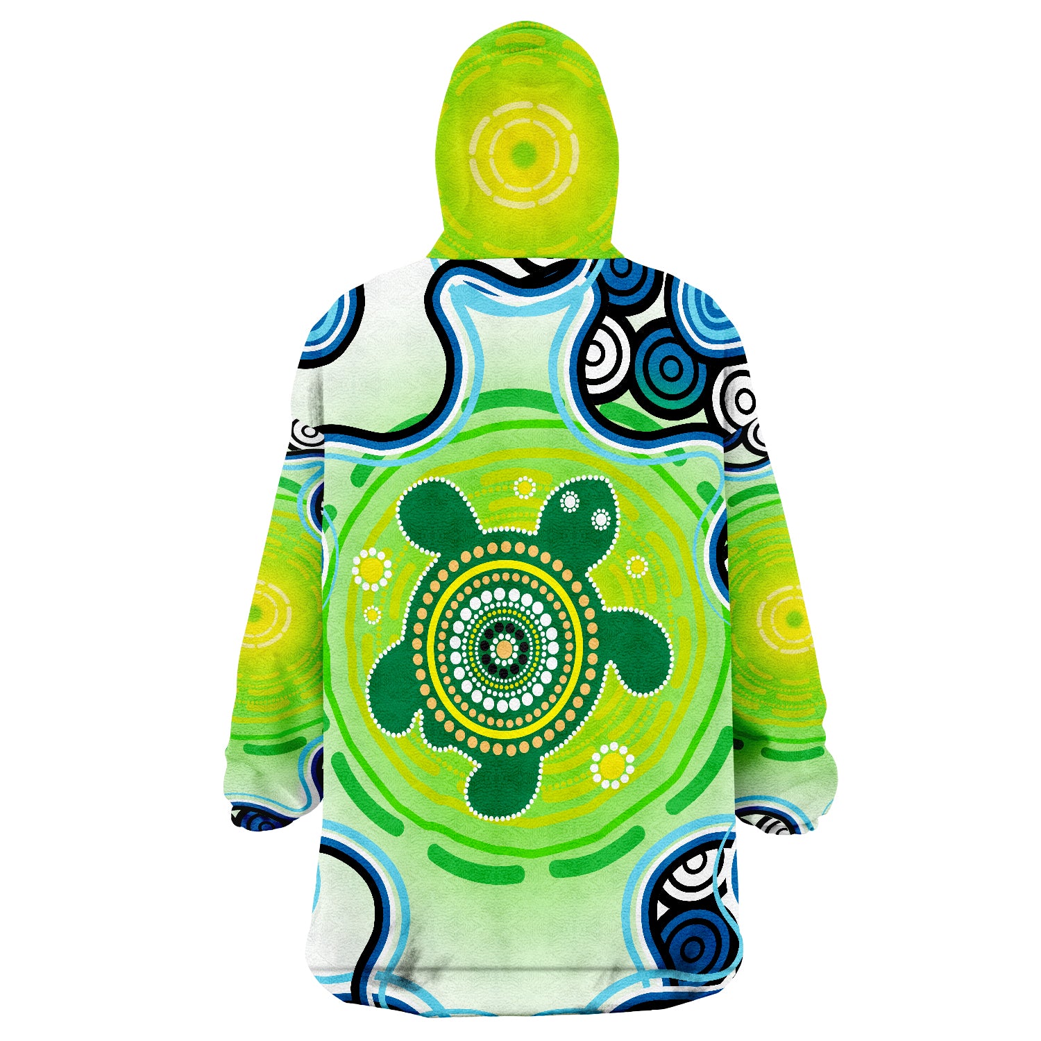 Aboriginal ndigenous Green Turtle Wearable Blanket Hoodie - Vibe Hoodie Shop