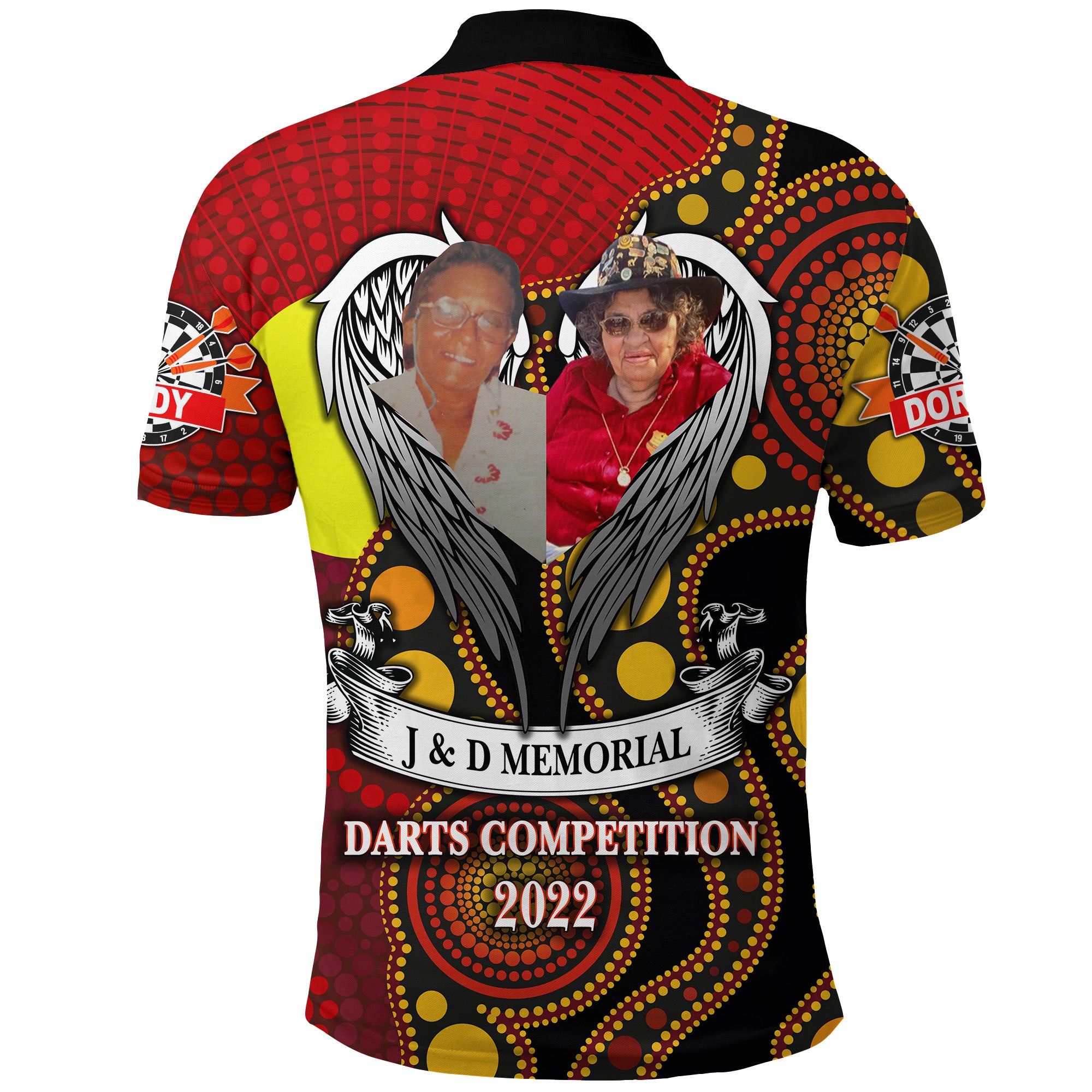 (Custom Personalised) J and D Memorial Dart Competition - Aboriginal Polo Shirt Circle Dot Painting Special Version - Vibe Hoodie Shop