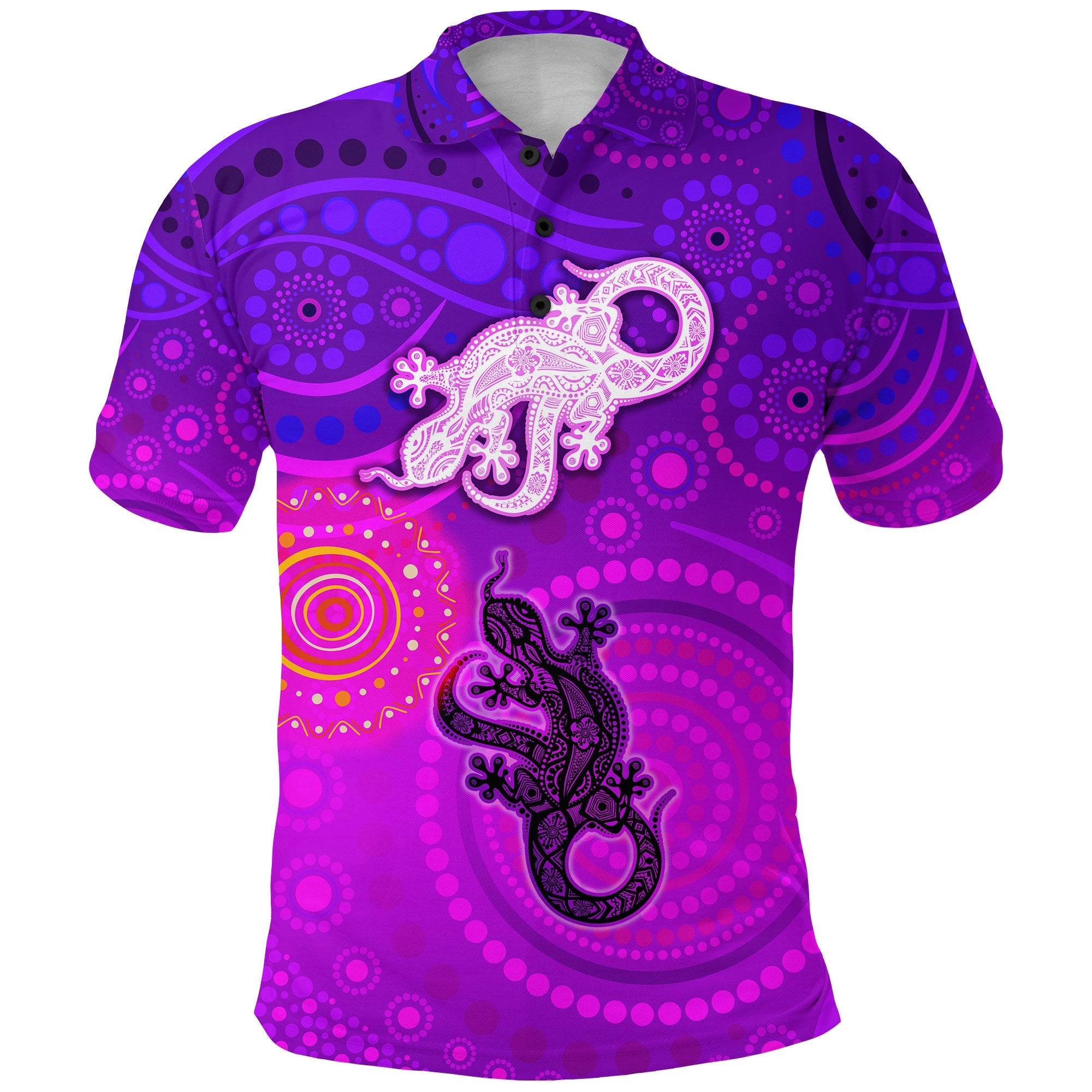 Aboriginal Art Lizards Polo Shirt Indigenous Unique Vibes - Vibe Hoodie Shop