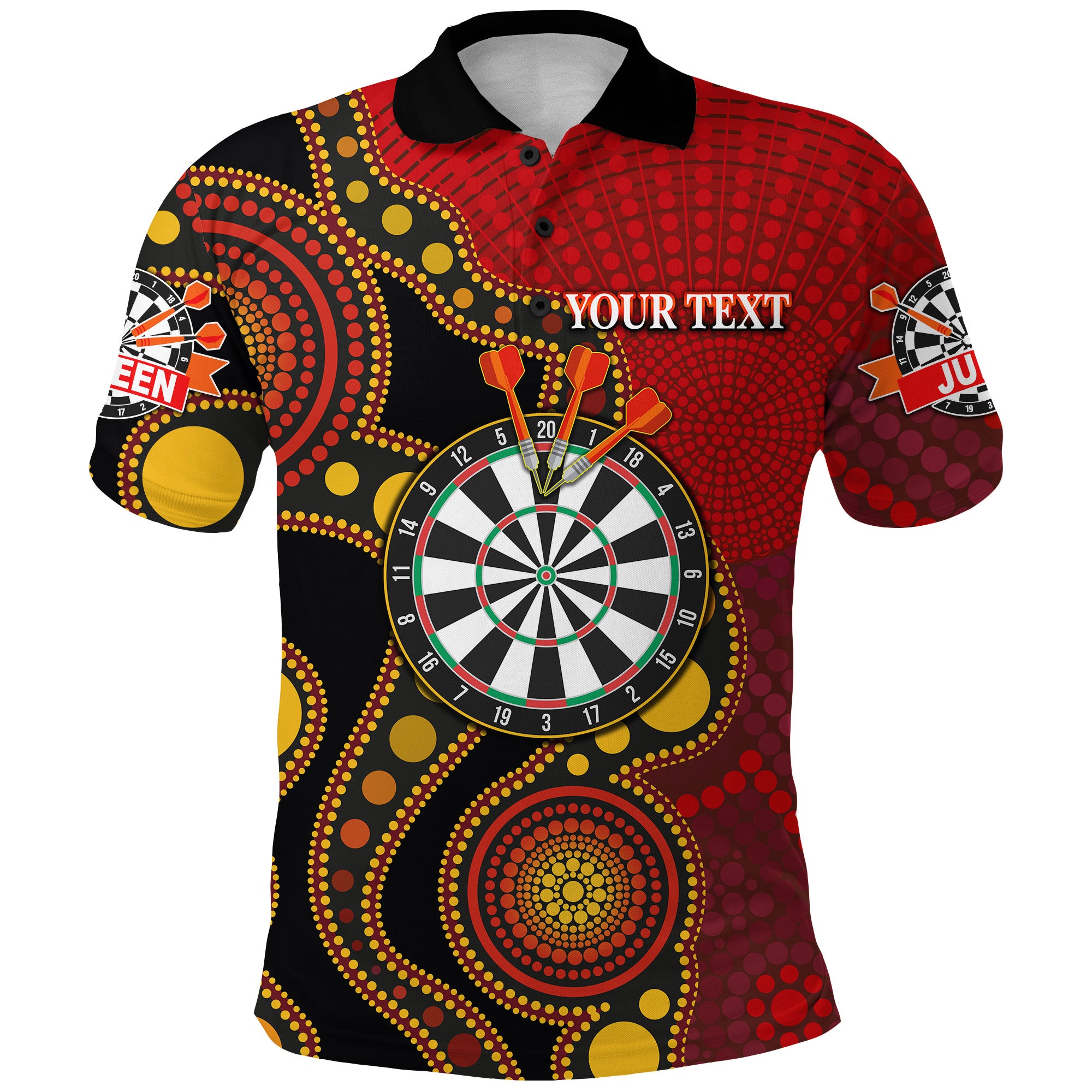 (Custom Personalised) J and D Memorial Dart Competition - Aboriginal Polo Shirt Circle Dot Painting Special Version - Vibe Hoodie Shop