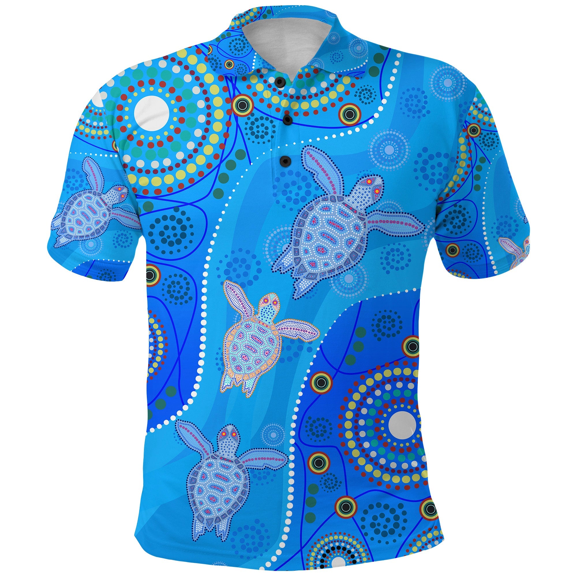 Aboriginal Art Turtle Polo Shirt Indigenous Simple Vibes - Vibe Hoodie Shop