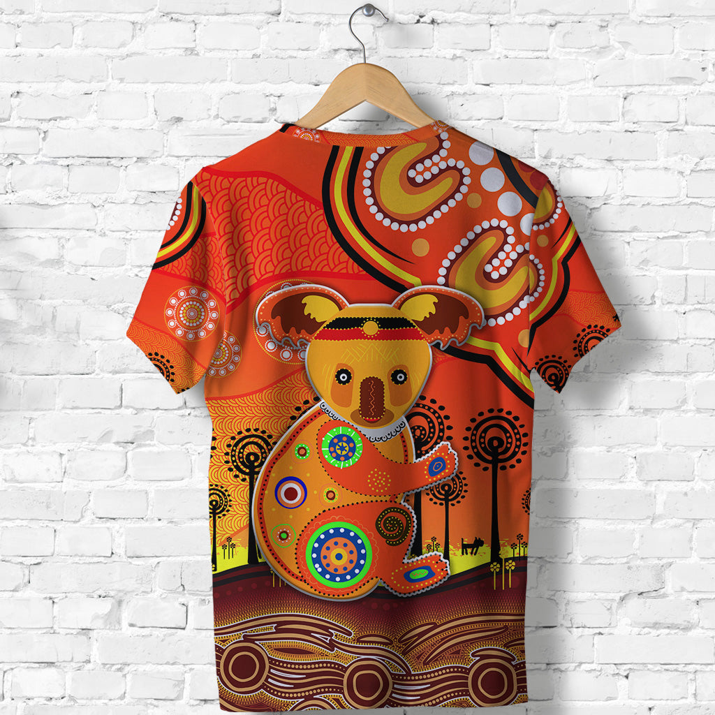 Aboriginal Art Koala T shirt Indigenous Unique Vibes - Orange - Vibe Hoodie Shop
