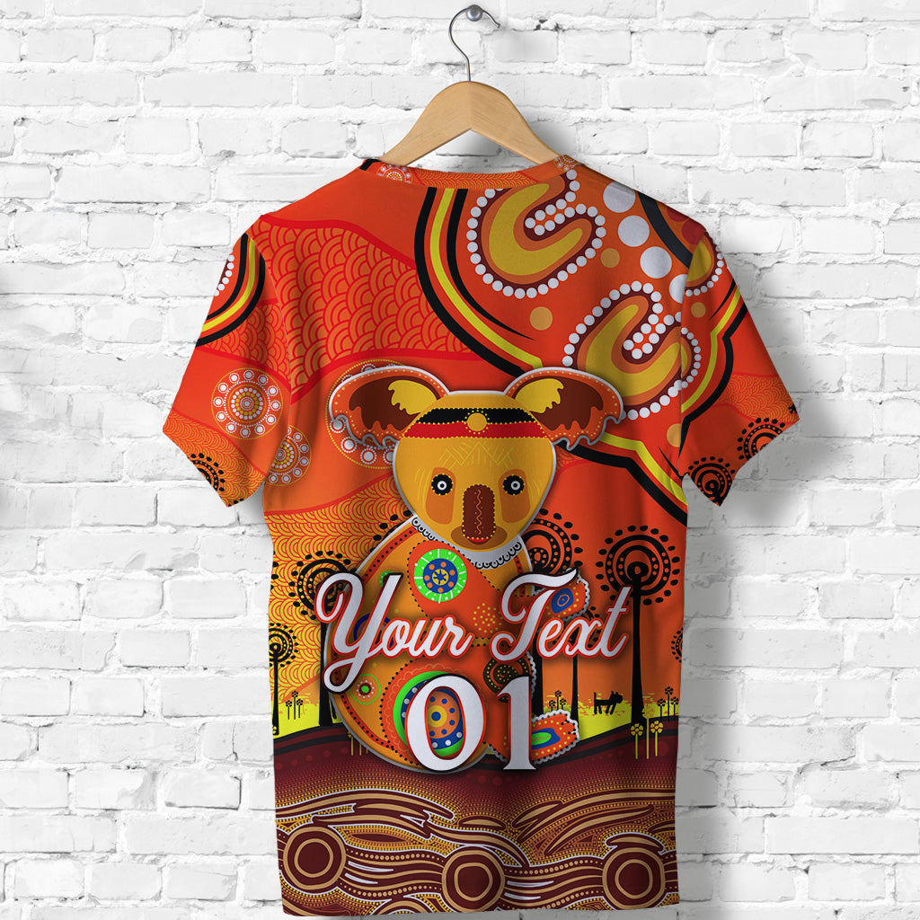 (Custom Personalised) Aboriginal Art Koala T shirt Indigenous Unique Vibes - Orange - Vibe Hoodie Shop