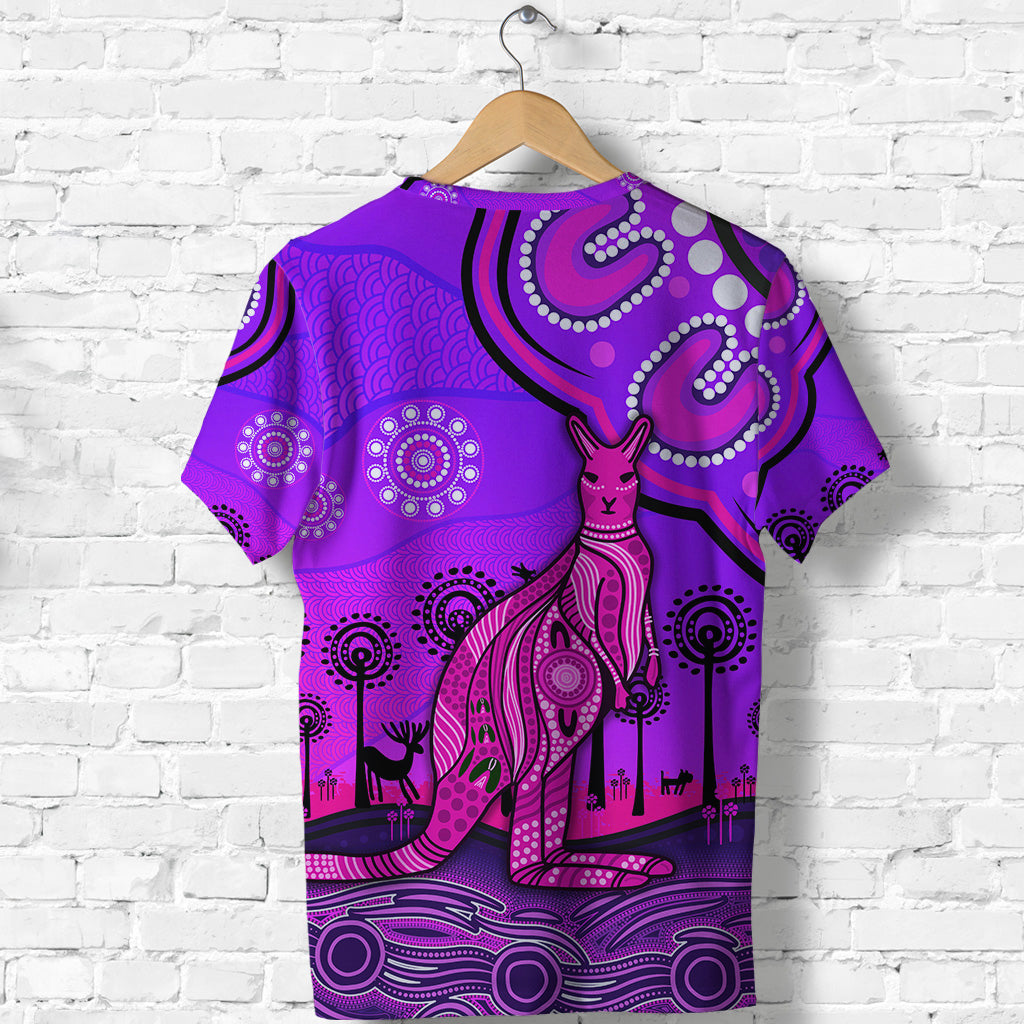 Aboriginal Art Kangaroo T shirt Indigenous Unique Vibes - Purple - Vibe Hoodie Shop