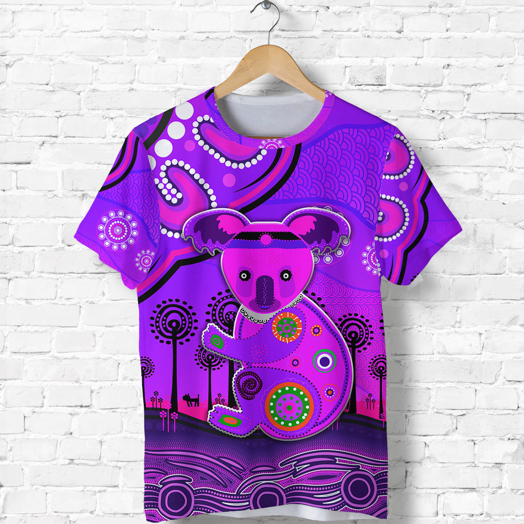 (Custom Personalised) Aboriginal Art Koala T shirt Indigenous Unique Vibes - Purple - Vibe Hoodie Shop