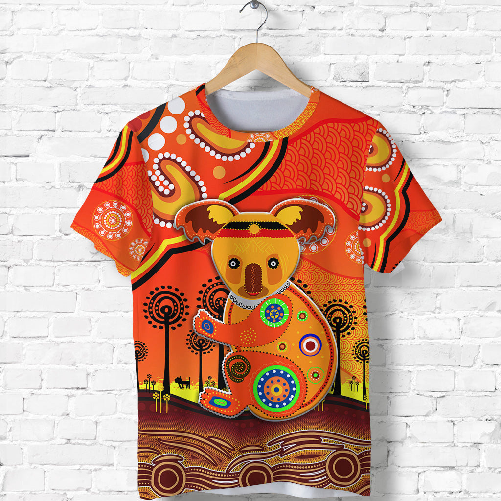 Aboriginal Art Koala T shirt Indigenous Unique Vibes - Orange - Vibe Hoodie Shop