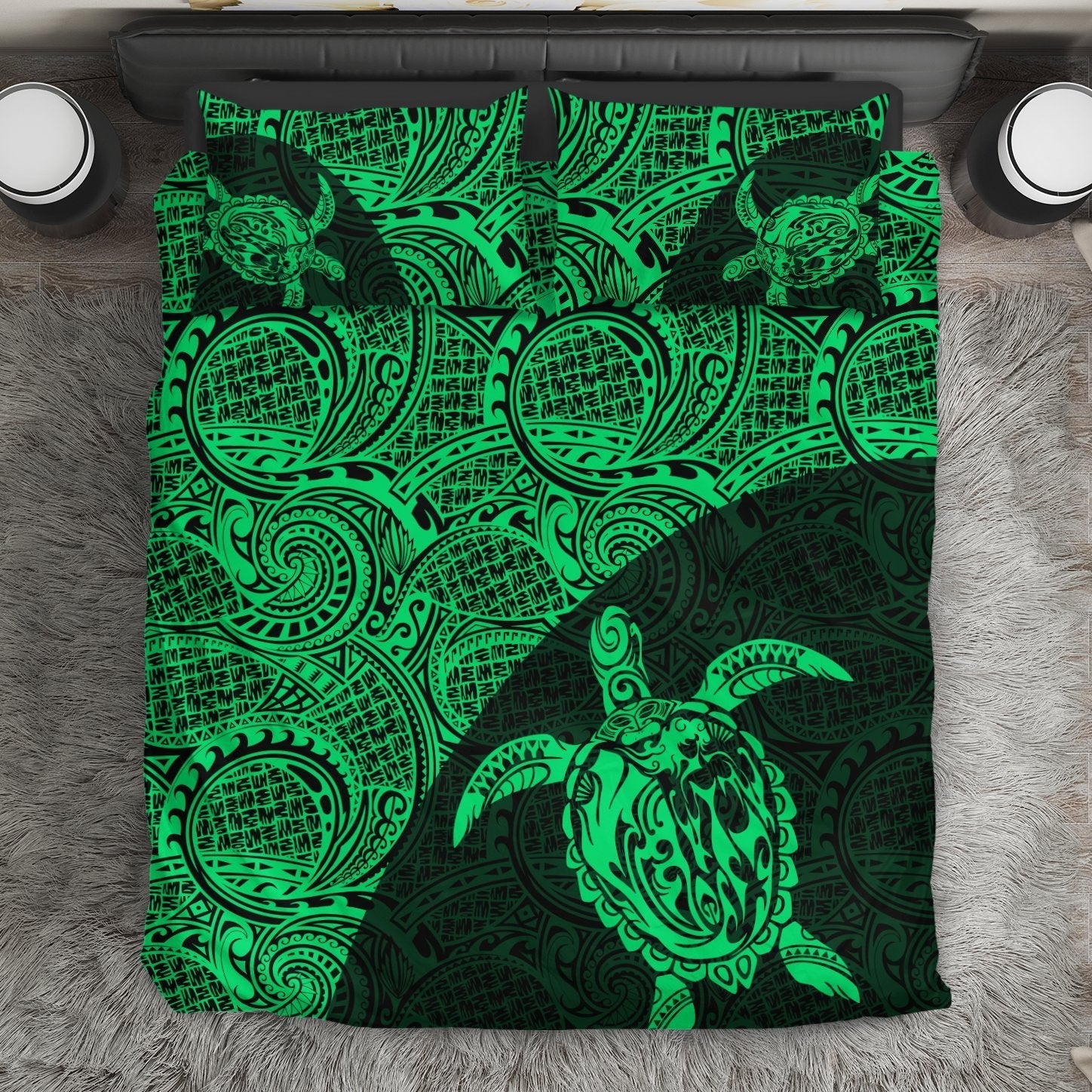 Hawaii Bedding Set, Tribal Turtle Mermaid Duvet Cover And Pillow Case - Vibe Hoodie Shop