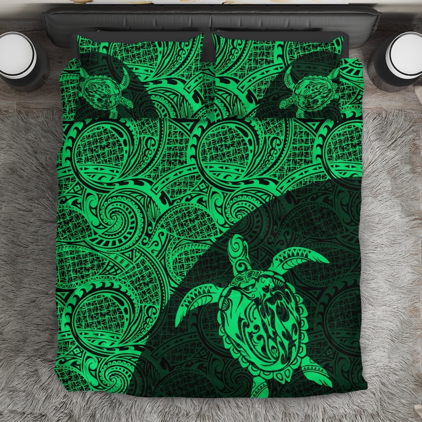 Hawaii Bedding Set, Tribal Turtle Mermaid Duvet Cover And Pillow Case - Vibe Hoodie Shop