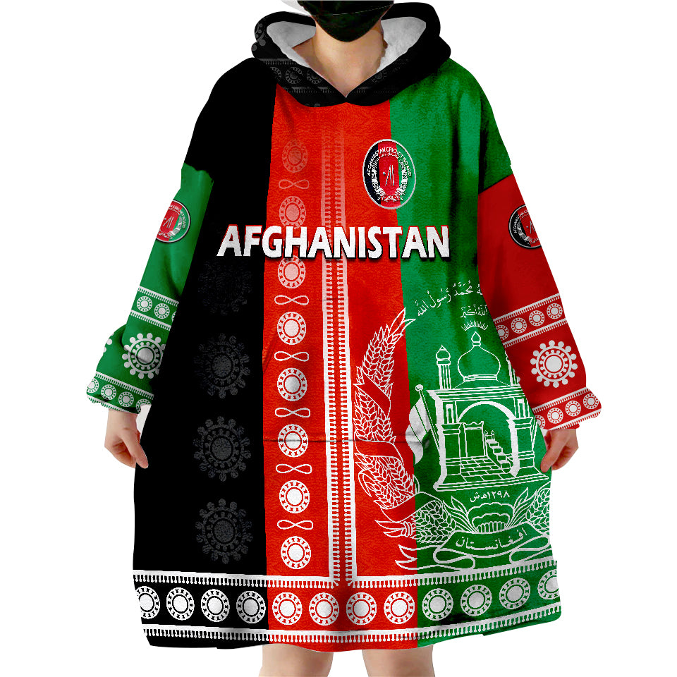 Afghanistan Men's Cricket Team Afghan Traditional Pattern Wearable Blanket Hoodie - Vibe Hoodie Shop