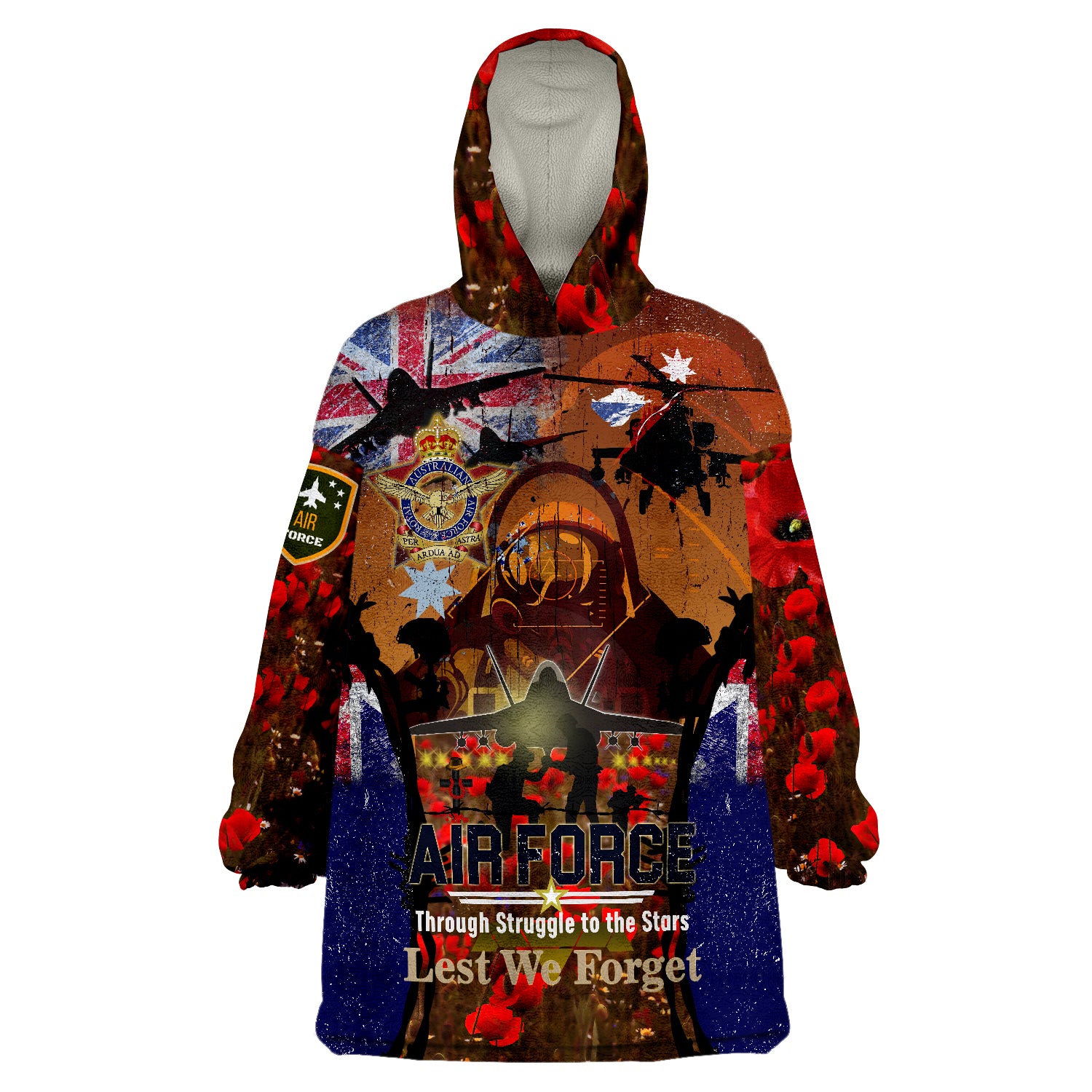 Air Force ANZAC Day Royal Australian Air Force Memorial Wearable Blanket Hoodie - Vibe Hoodie Shop