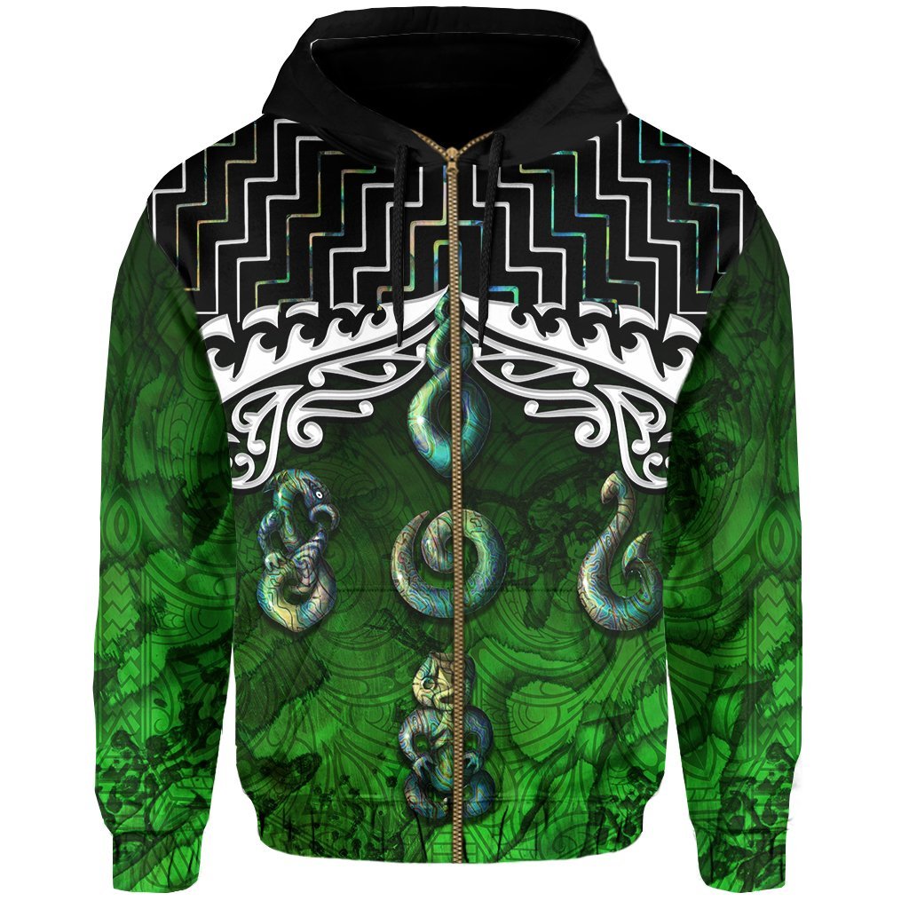 New Zealand Maori Zip Up Hoodie, Poutama Maori Symbols Zipper Hoodie - Vibe Hoodie Shop