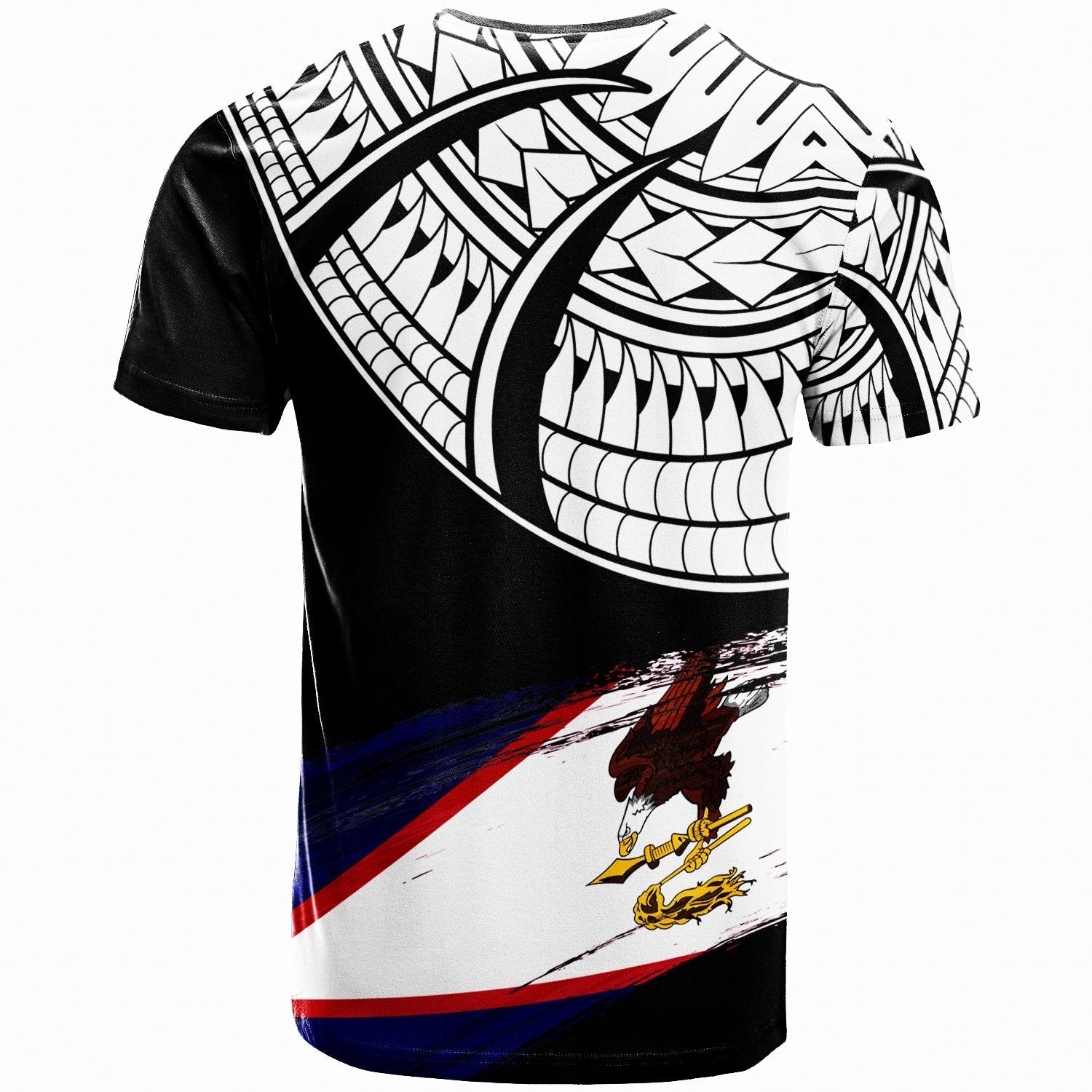 Vibe Hoodie American Samoa Custom Personalised T shirt - Claws Pattern With Flag Black Color - Vibe Hoodie Shop