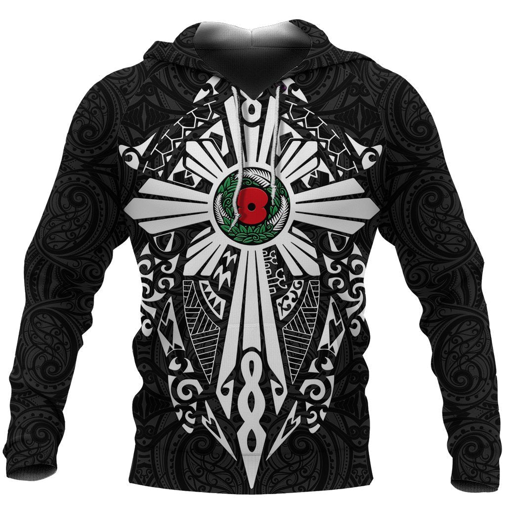 New Zealand ANZAC Hoodie, Lest We Forget Maori Cross Tattoo Pullover Hoodie - Vibe Hoodie Shop