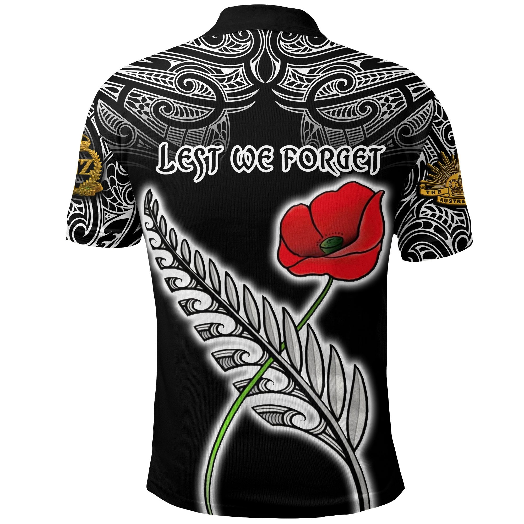 ANZAC Australia and New Zealand Polo Shirt, Poppy Fern Lest We Forget Golf Shirt - Vibe Hoodie Shop