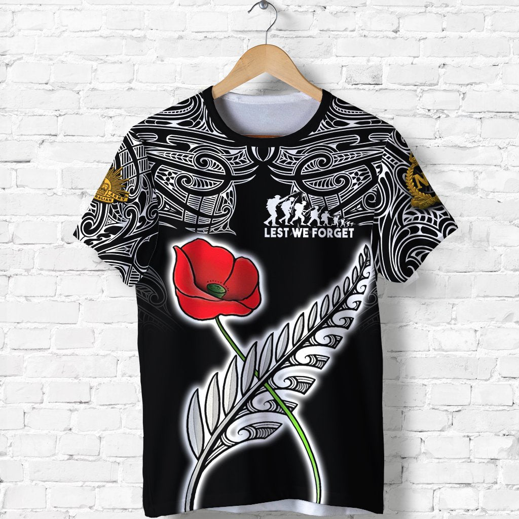 ANZAC Australia and New Zealand Shirt, Poppy Fern Lest We Forget T shirt - Vibe Hoodie Shop