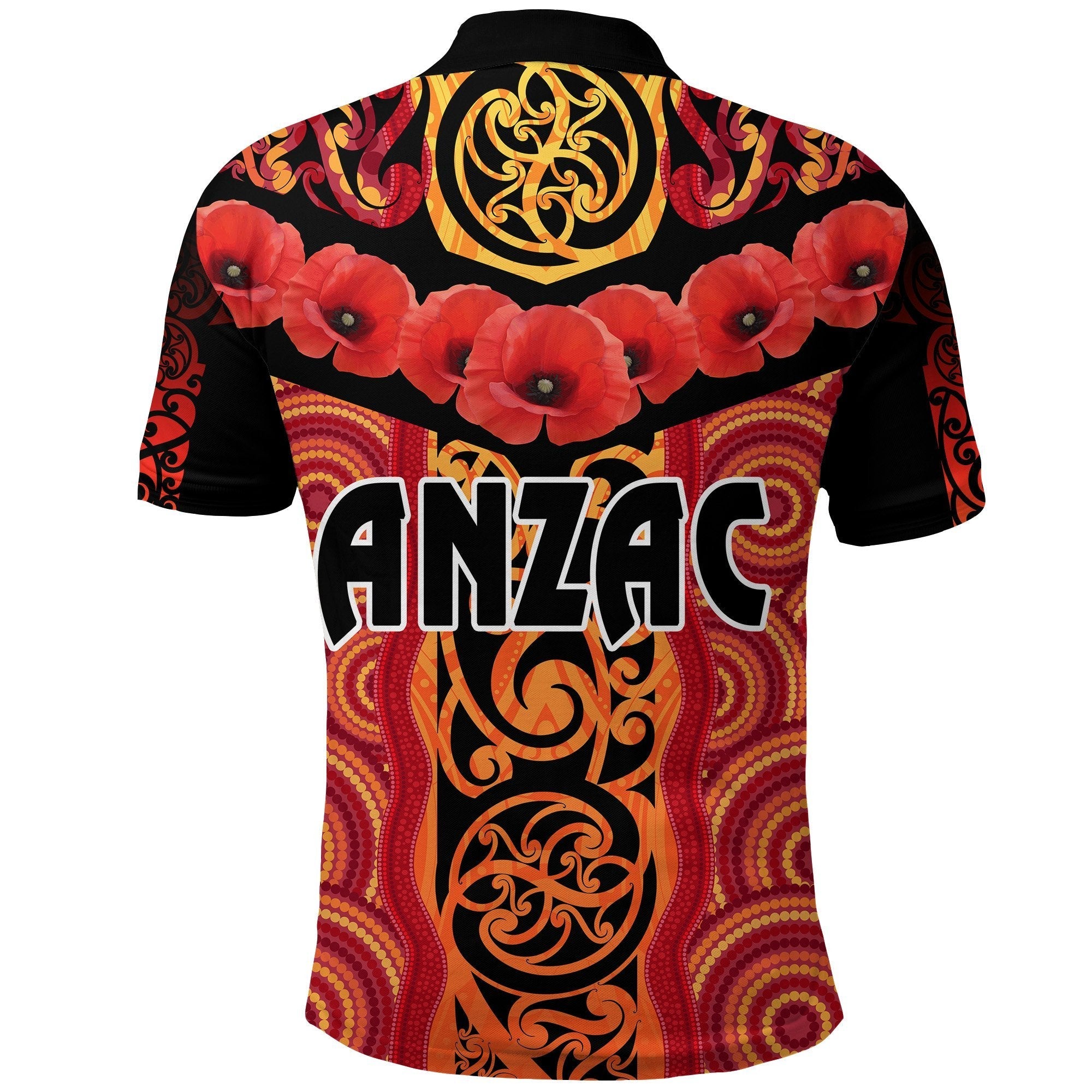 ANZAC Lest We Forget Poppy Polo Shirt New Zealand Maori Silver Fern - Australia Aboriginal - Vibe Hoodie Shop