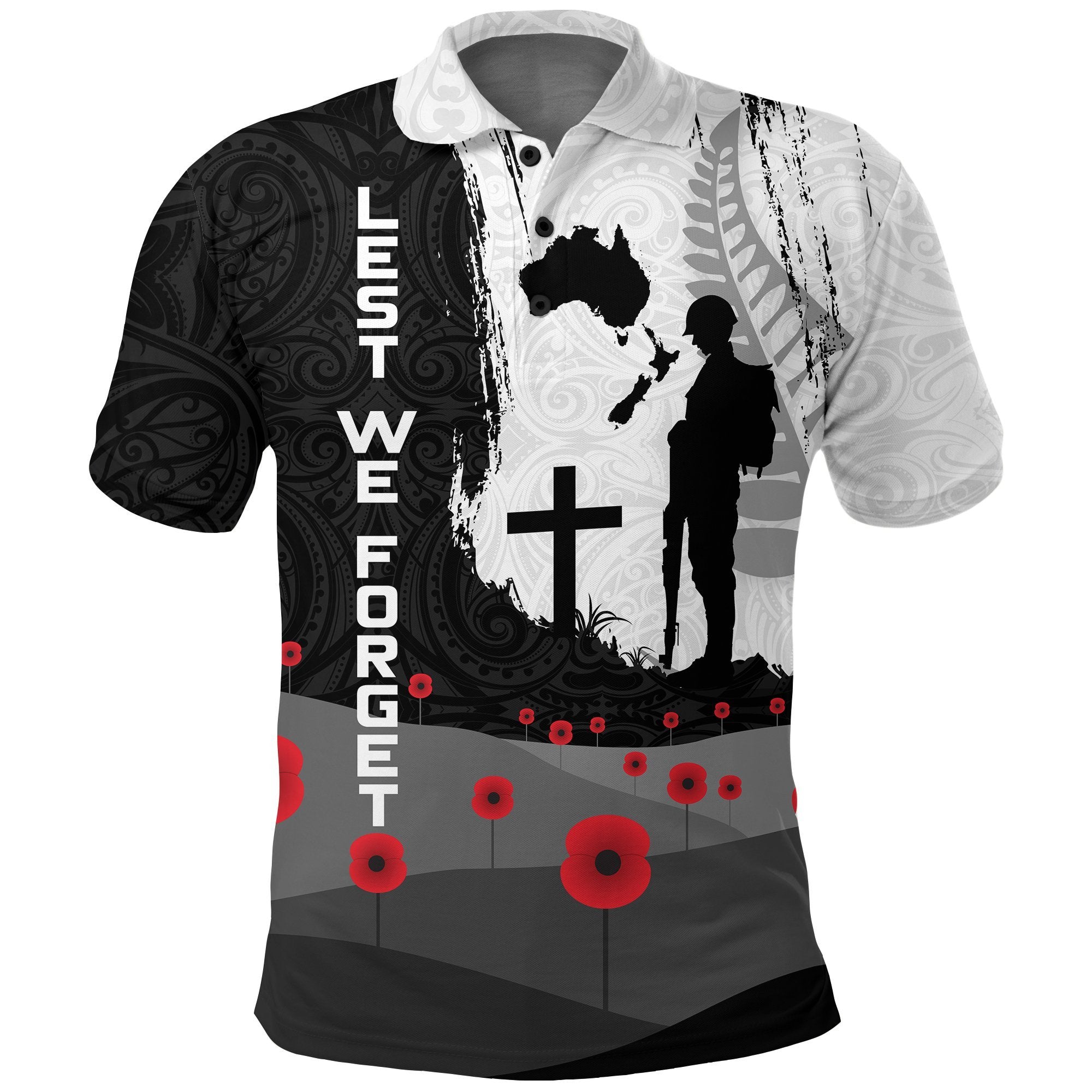 ANZAC Day Polo Shirt, New Zealand Australia Lest We Forget Golf Shirt - Vibe Hoodie Shop