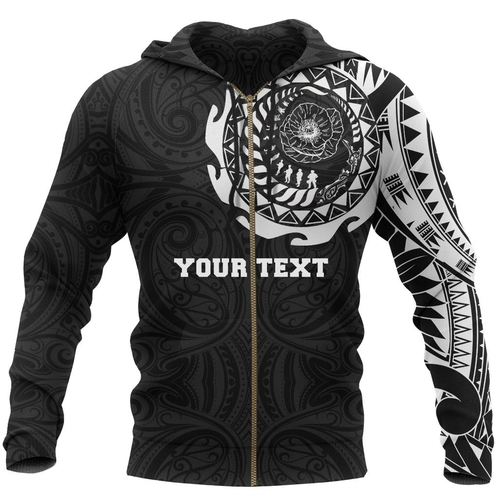 New Zealand ANZAC Zip Hoodie, Lest We Forget Maori Tattoo Full Zip Hoodie - Customized - Vibe Hoodie Shop