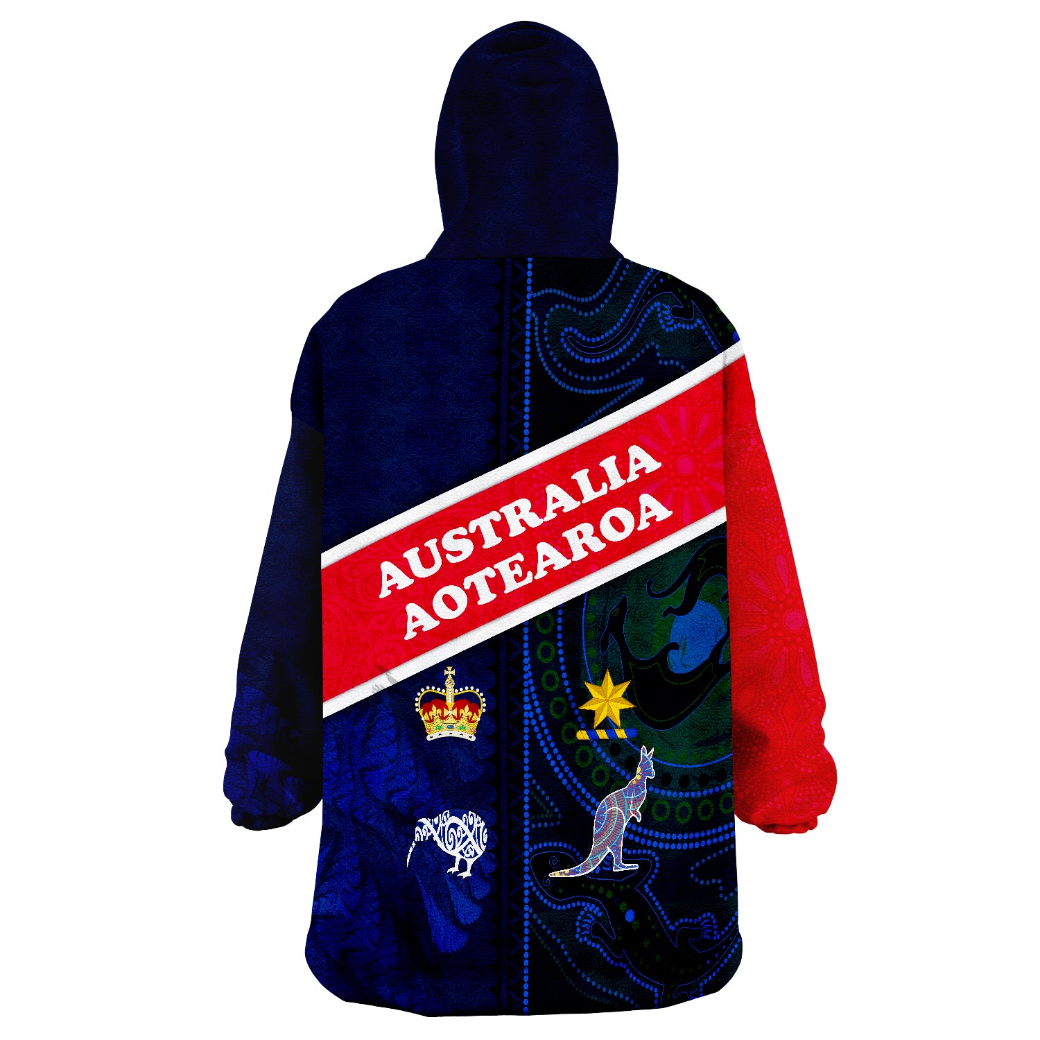 Aotearoa Mix Australia Maori Mix Aboriginal Line Arty Style Wearable Blanket Hoodie - Vibe Hoodie Shop