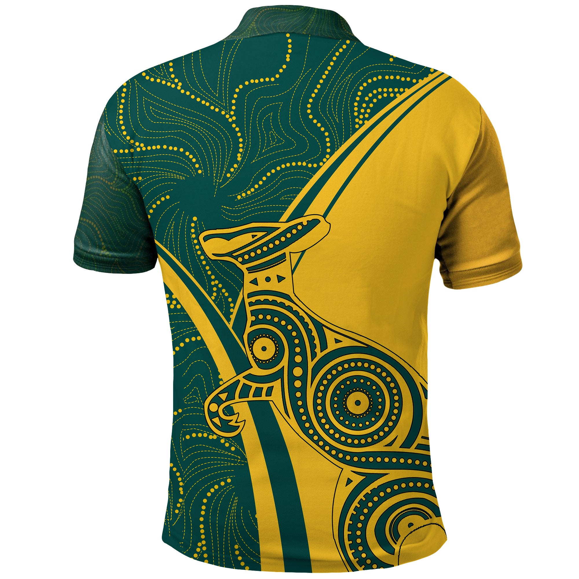 Team Australia Kangaroo Polo Shirt Aboriginal Patterns 2023 - Vibe Hoodie Shop