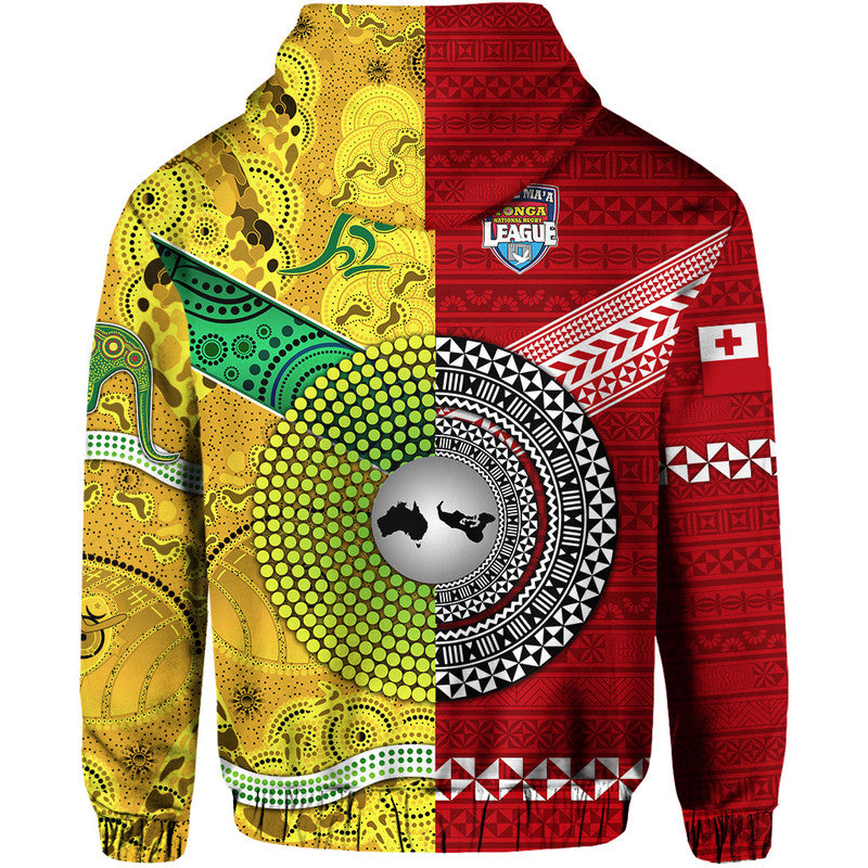 Mate Ma'a Tonga Ngatu And Australia Wallabies Aboriginal Zip Up And Pullover Hoodie Rugby Together LT8 - Vibe Hoodie Shop