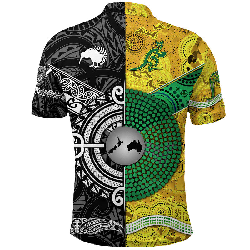 New Zealand Maori All Black And Australia Wallabies Aboriginal Polo Shirt Rugby Together - Vibe Hoodie Shop