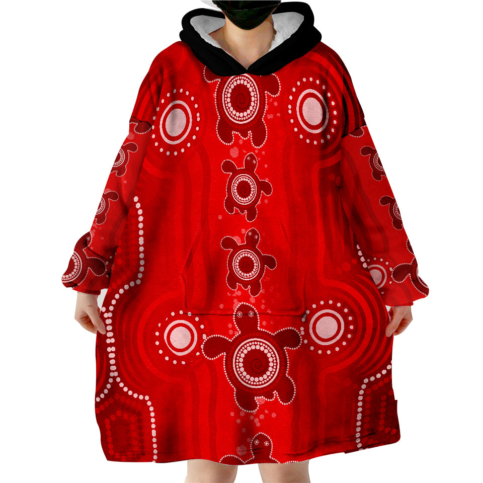 Aussie Aboriginal Sea Turtle Ver.04 Wearable Blanket Hoodie - Vibe Hoodie Shop