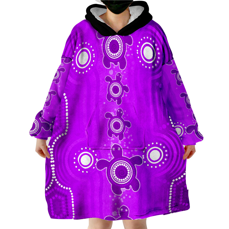 Aussie Aboriginal Sea Turtle Ver.06 Wearable Blanket Hoodie - Vibe Hoodie Shop