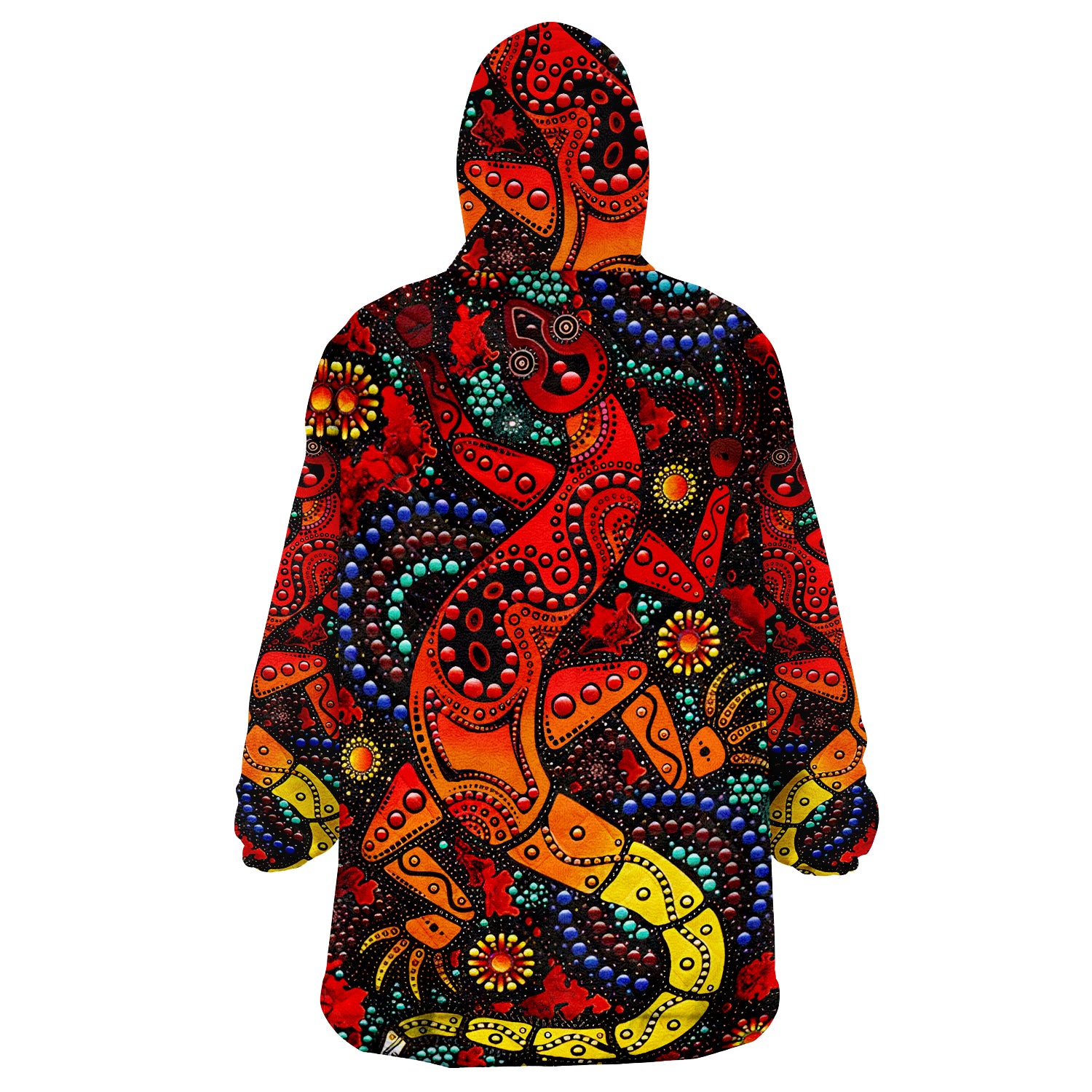 Australia Aboriginal Lizard Red Dot Painting Style Wearable Blanket Hoodie - Vibe Hoodie Shop