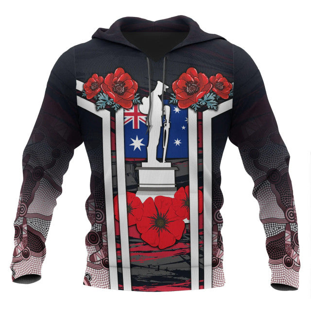 Australia Anzac Day Hoodie - Poppy Flowers Dot Painting - Vibe Hoodie Shop