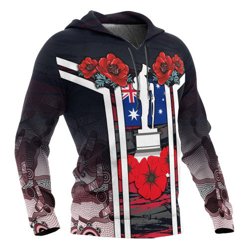 Australia Anzac Day Hoodie - Poppy Flowers Dot Painting - Vibe Hoodie Shop