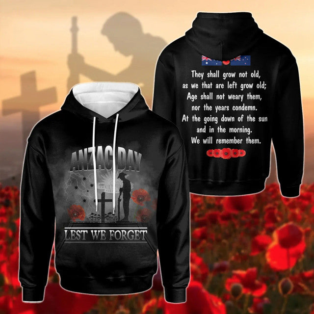 Australia Anzac Hoodie - Lest We Forget 2D Style (White) - Vibe Hoodie Shop