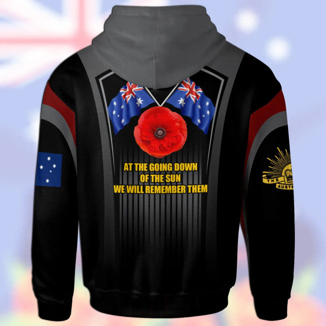 Australia Anzac Remembrance Hoodie - Lest We Forget Poppy Flower Symbol - Vibe Hoodie Shop