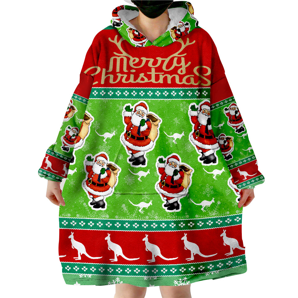 Australia Christmas - Santa Claus Shirt Merry Christmas Wearable Blanket Hoodie - Vibe Hoodie Shop