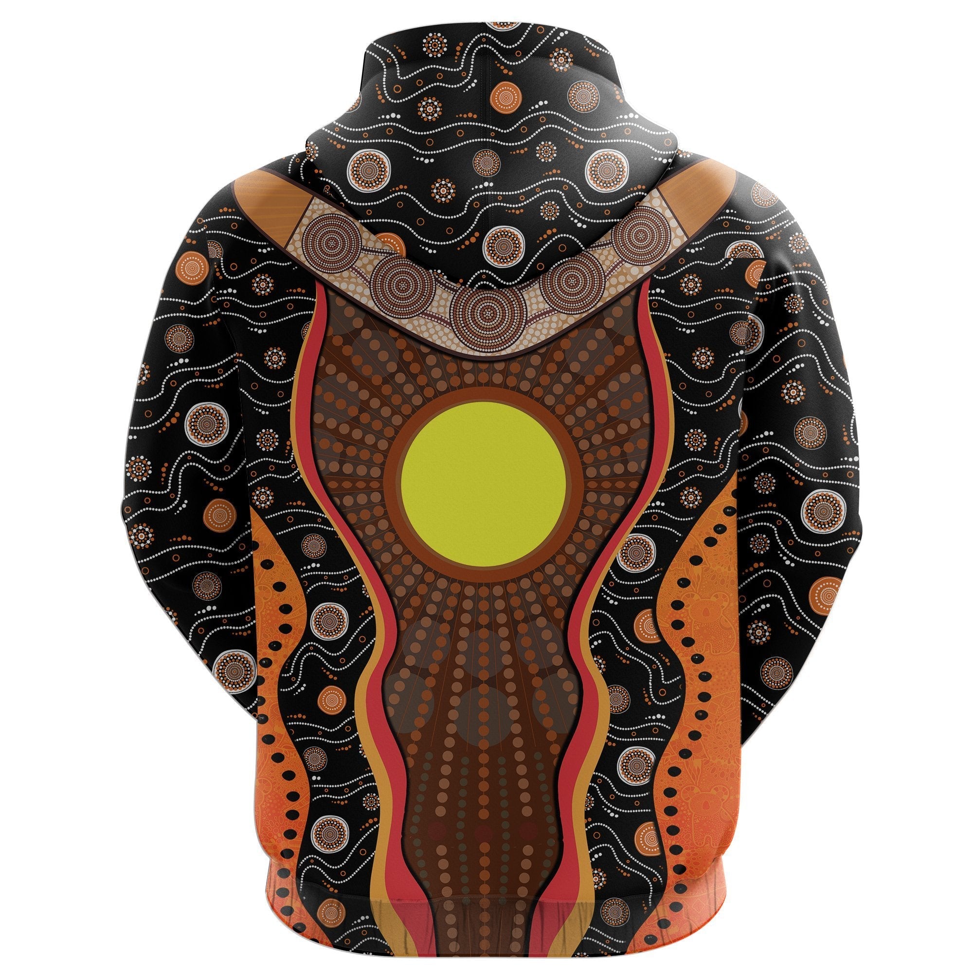 Aboriginal Zip Hoodie, Boomerang Patterns Sun Dot Painting - Vibe Hoodie Shop