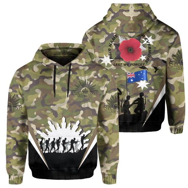 Australia Hoodie Anzac Day Lest We Forget - Army Style - Vibe Hoodie Shop