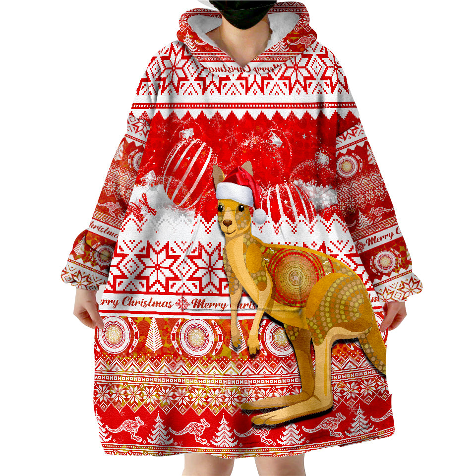 Australia Kangaroo Aboriginal Painting Merry Christmas Wearable Blanket Hoodie - Vibe Hoodie Shop